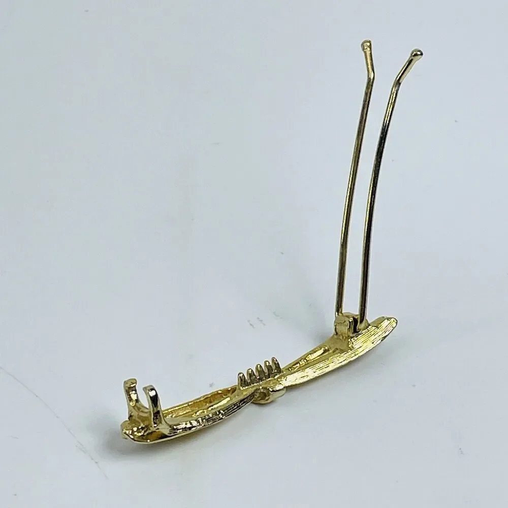 Vintage Gold Tone Textured Bow Barrette Hair Clip Fashion Jewelry Pin